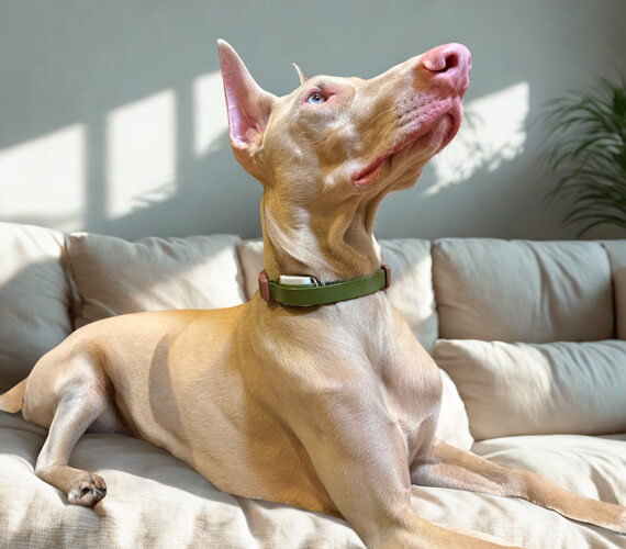 A dog with osteoarthritis wearing the Maven Pet sensor